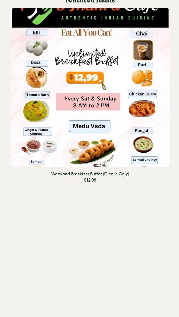 Andhra Cafe Farmington Menu