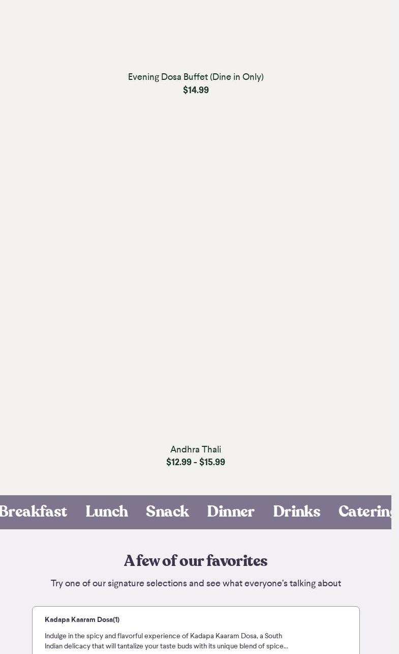 Andhra Cafe Farmington Menu