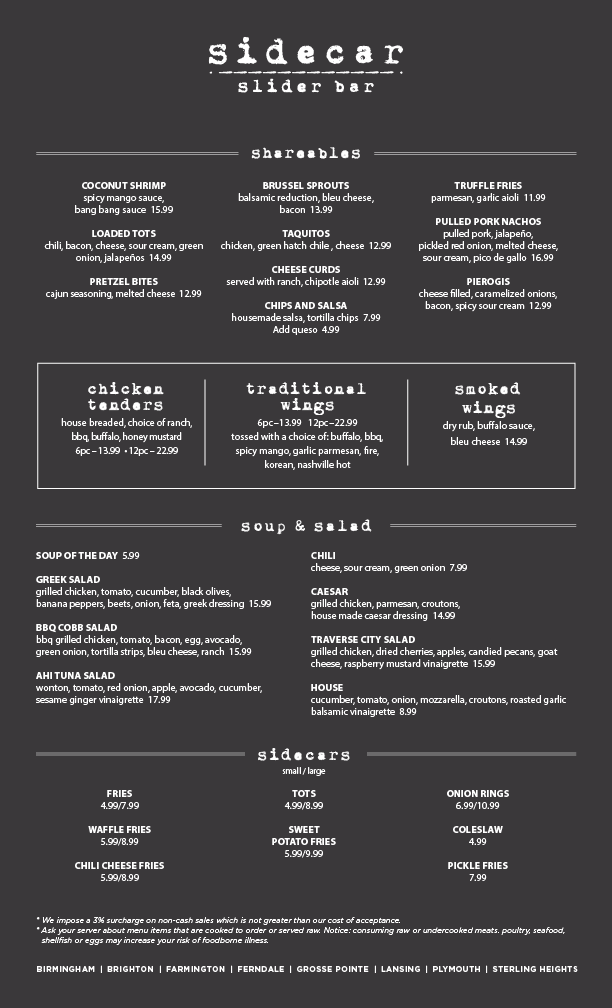 Sidecar Slider Bar - Ferndale Menu