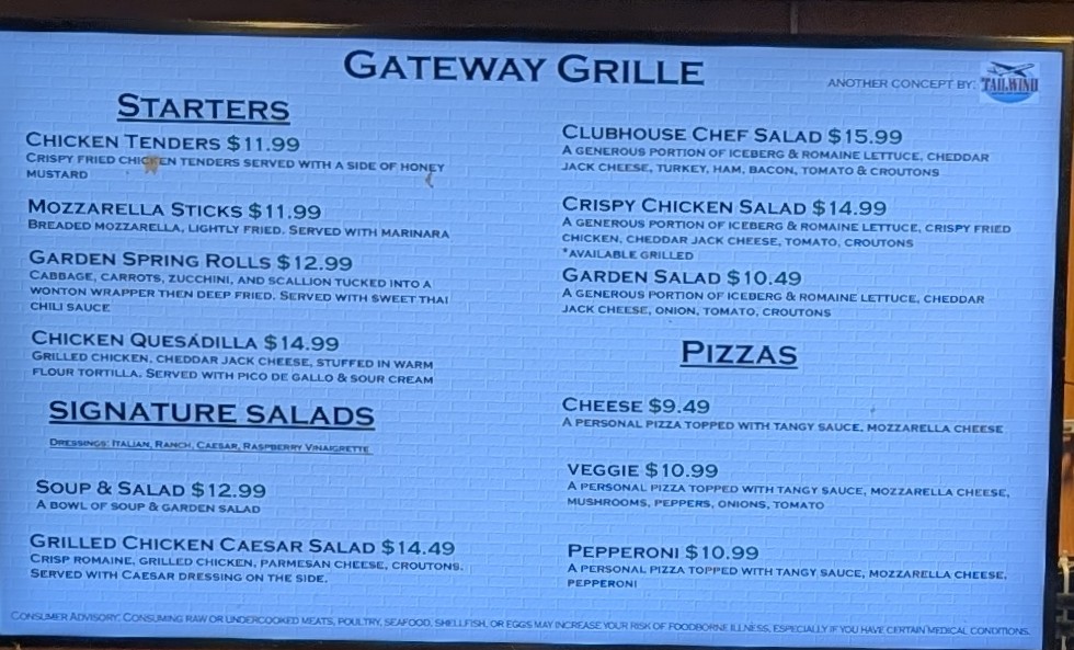 Gateway Grille Menu