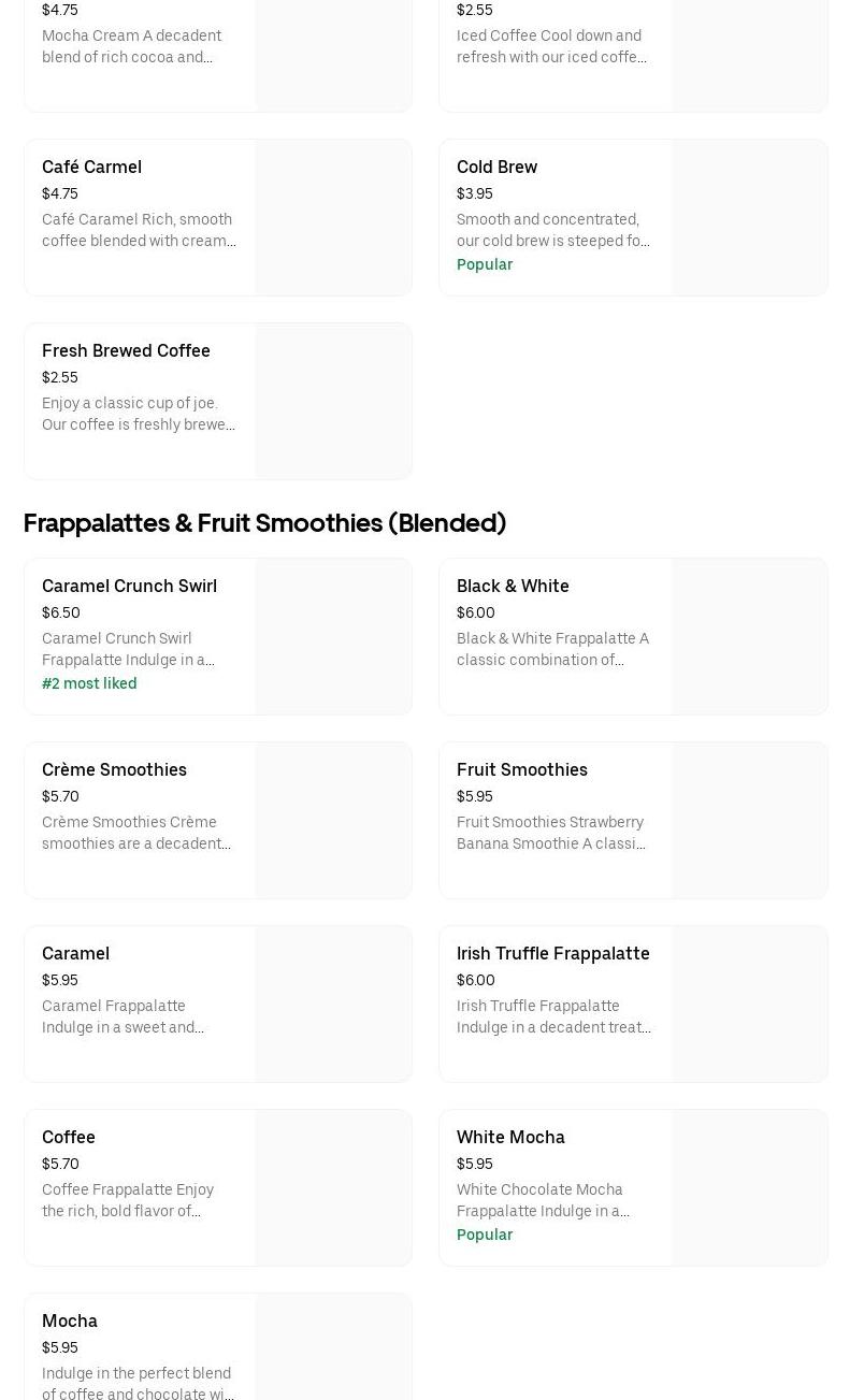 Starbucks Coffee Company Menu