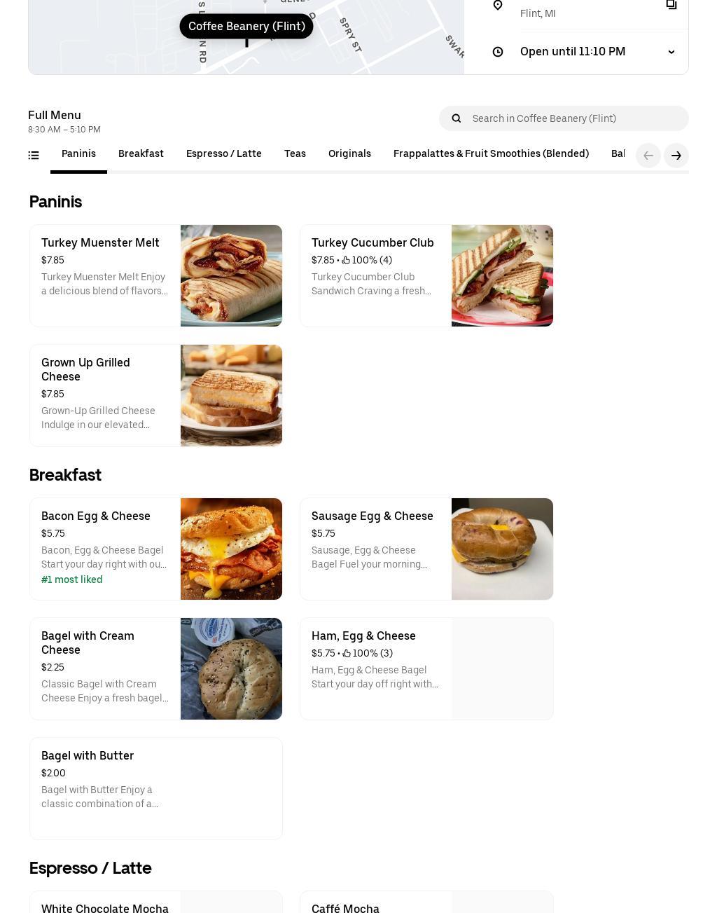 Starbucks Coffee Company Menu