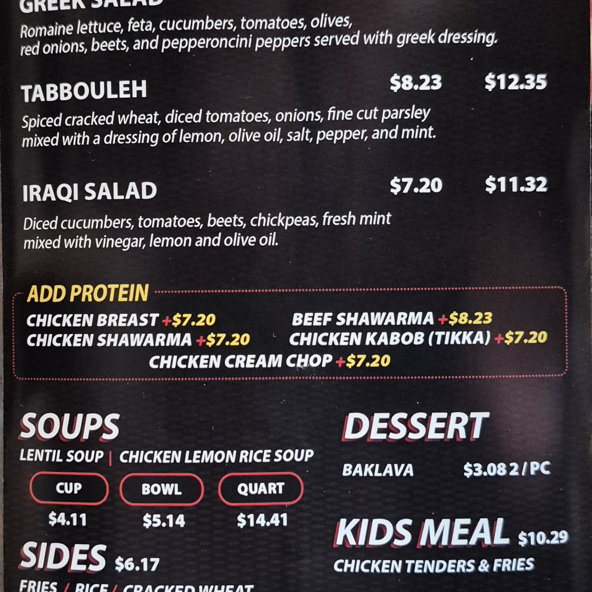 Hungry Habibi - Fraser Menu