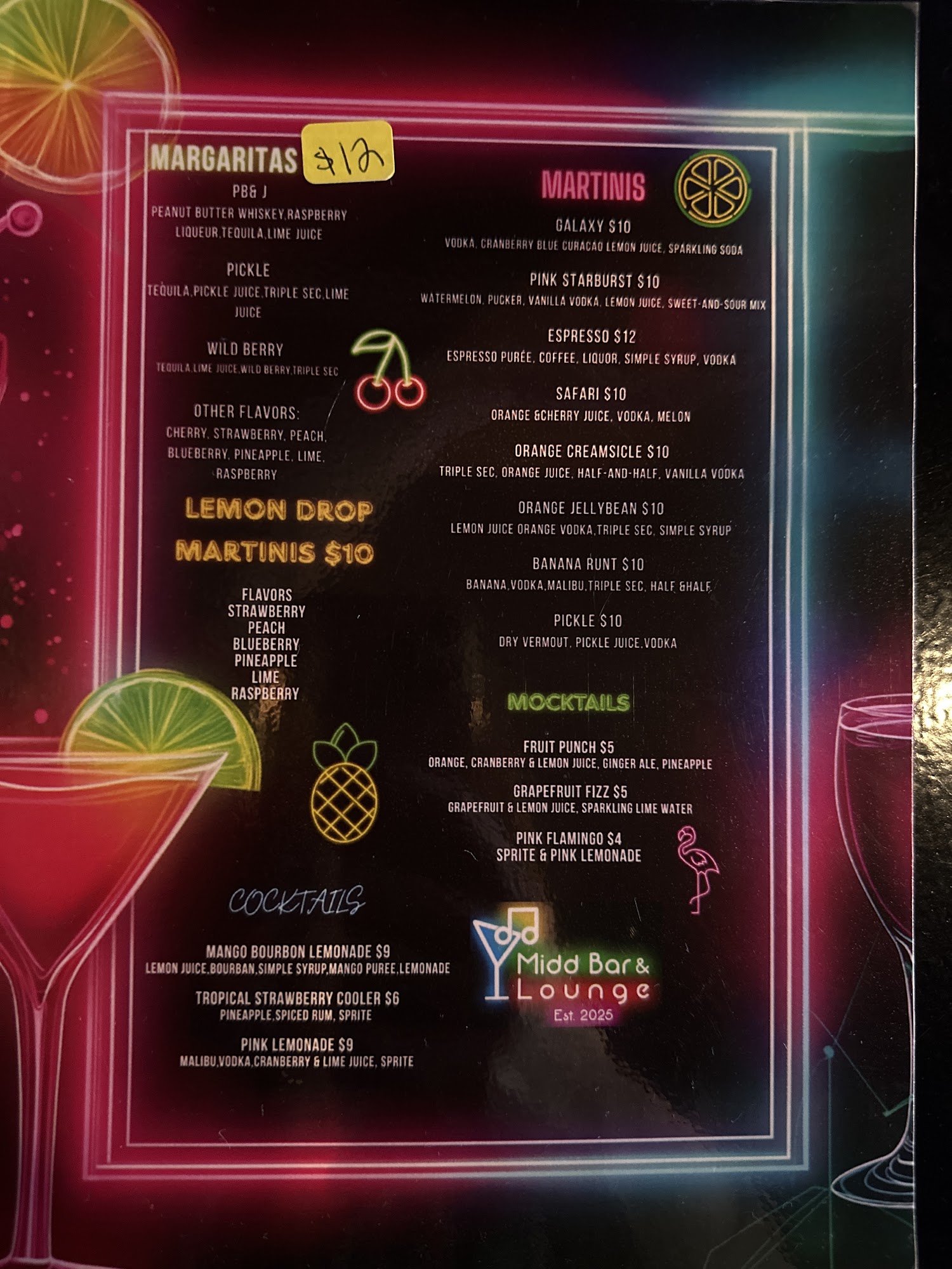 Midd Bar & Lounge Menu