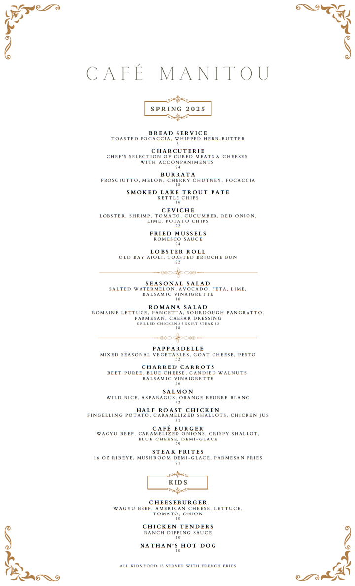 Cafe Manitou Menu