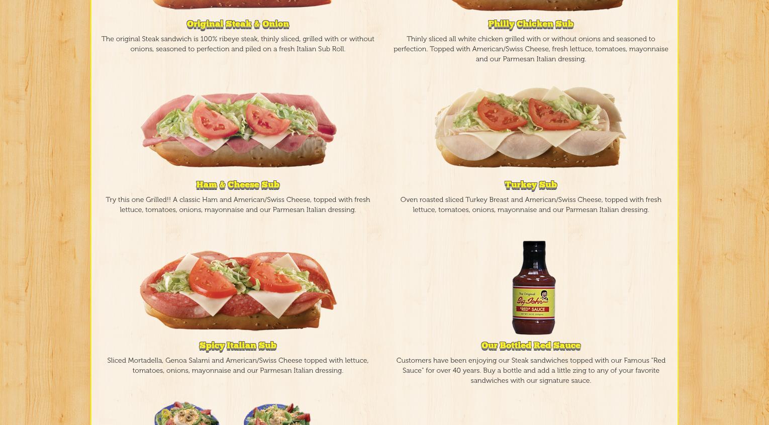 Big John Steak & Onion Menu