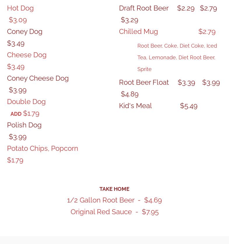 Home Of The Original Red Sauce Menu