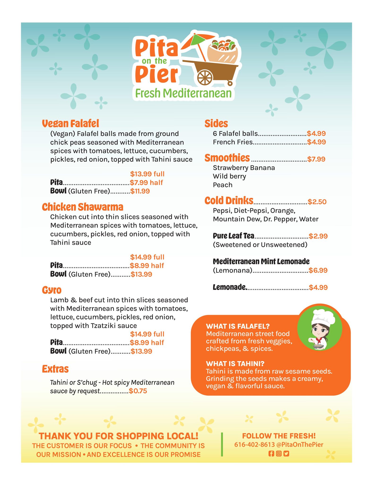 Pita on the Pier Menu