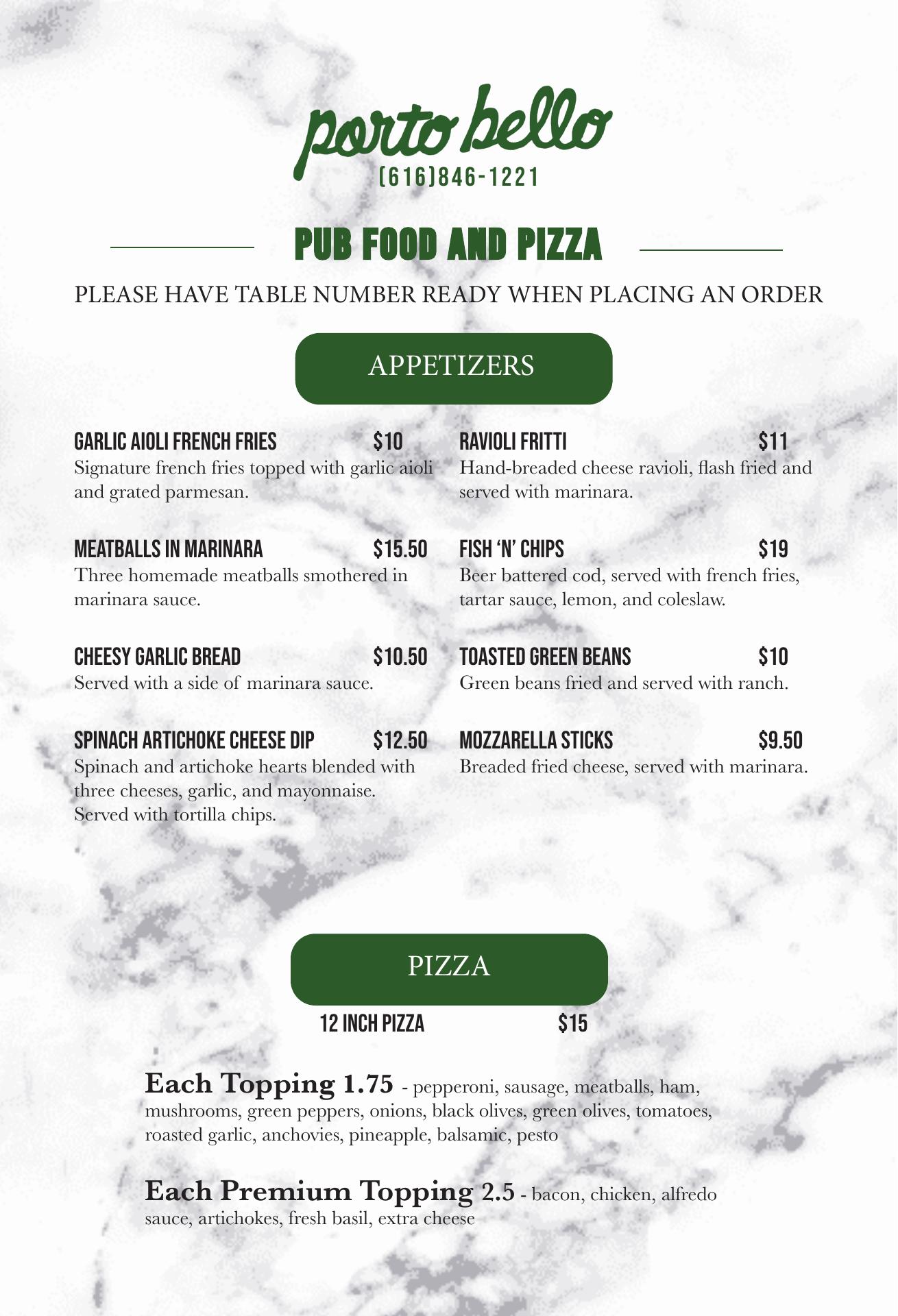 Odd Side Ales Production Facility Menu