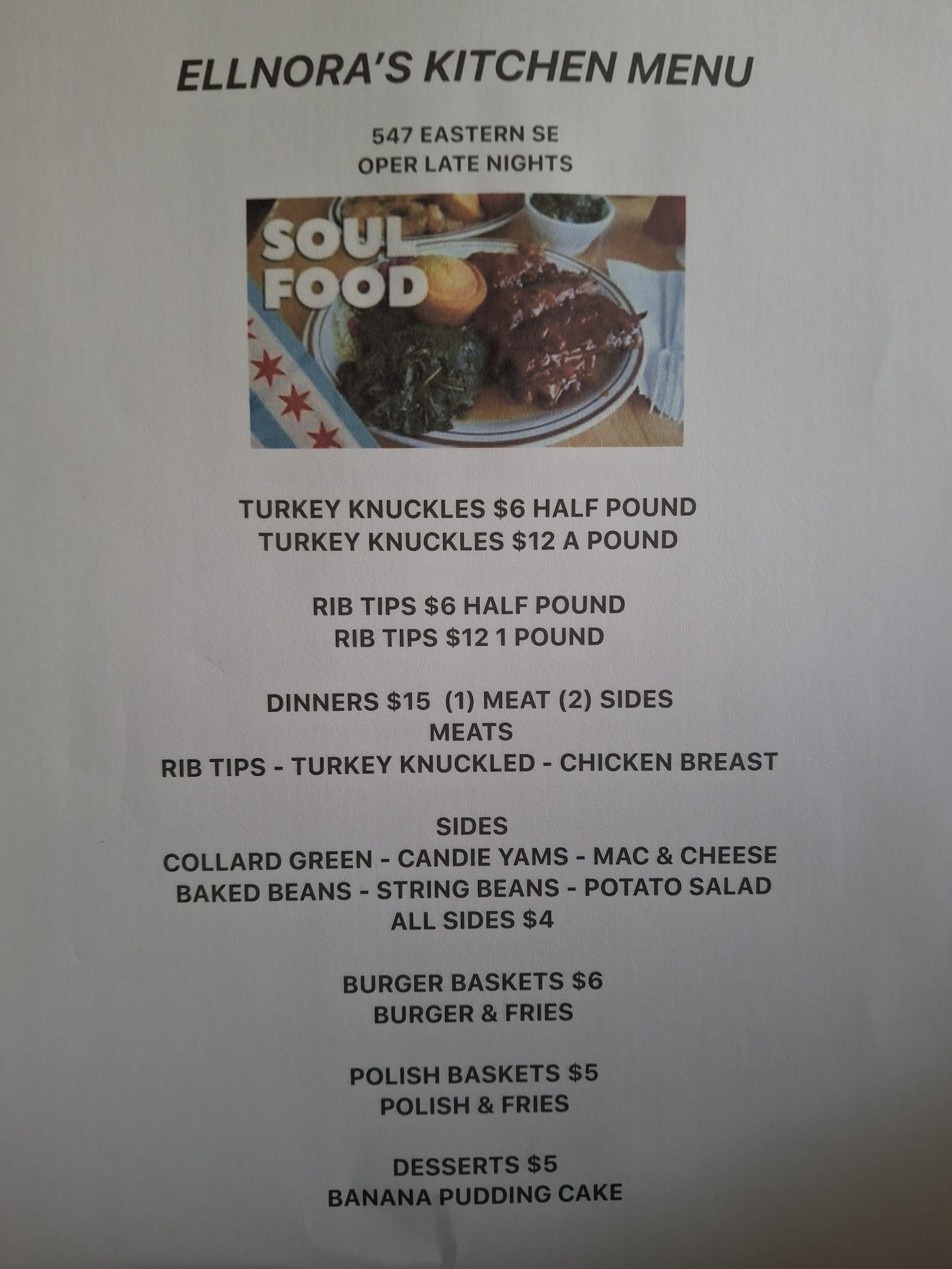 Ellnora's Kitchen Menu