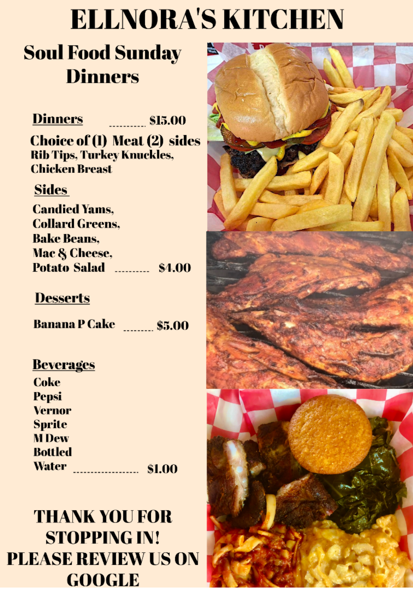 Ellnora's Kitchen Menu