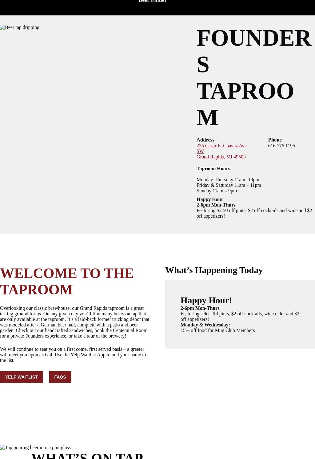 Founders Brewing Barrel House Menu