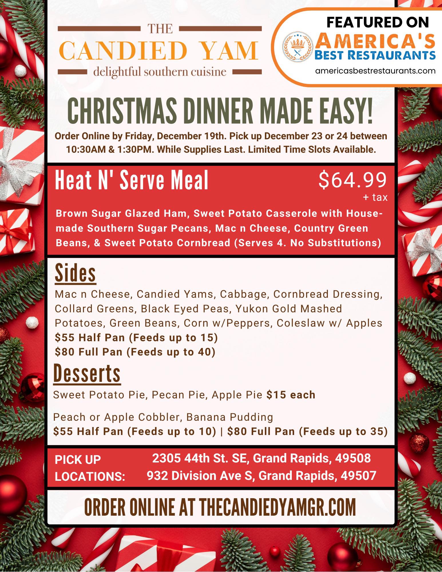 The Candied Yam Menu