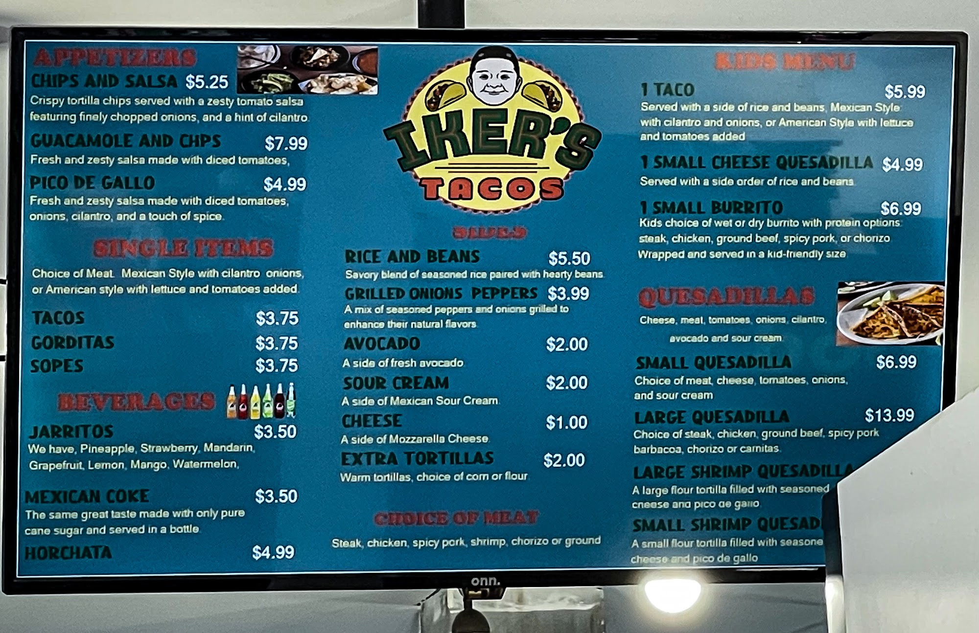 Iker's Tacos Menu