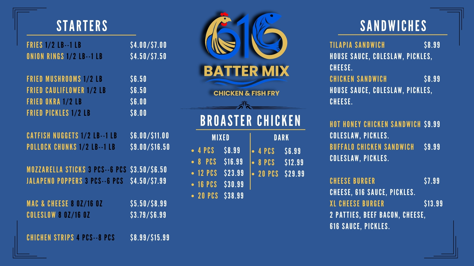 616 Batter Mix Menu
