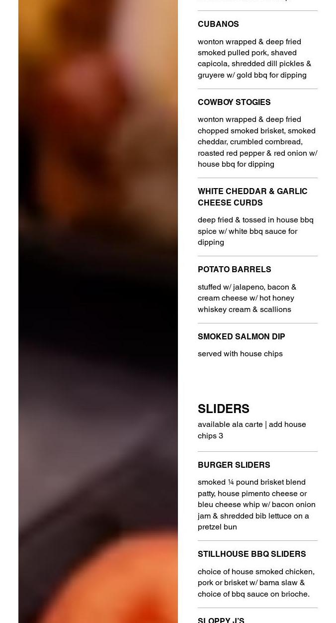 Rapid River Stillhouse Menu