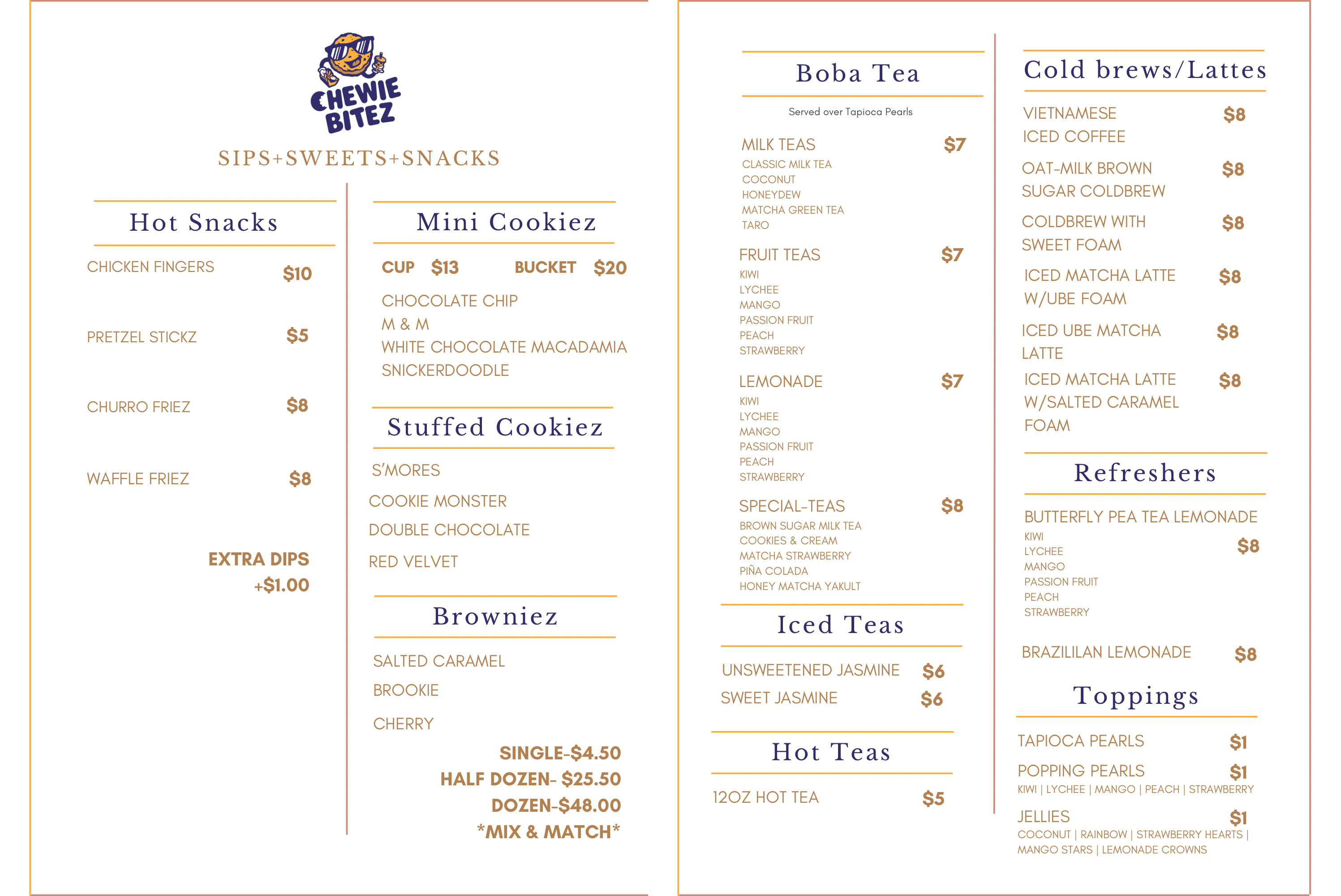 Chewie Bitez Menu