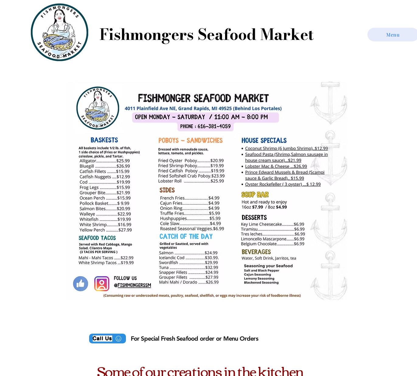Fishmongers Seafood Market Menu