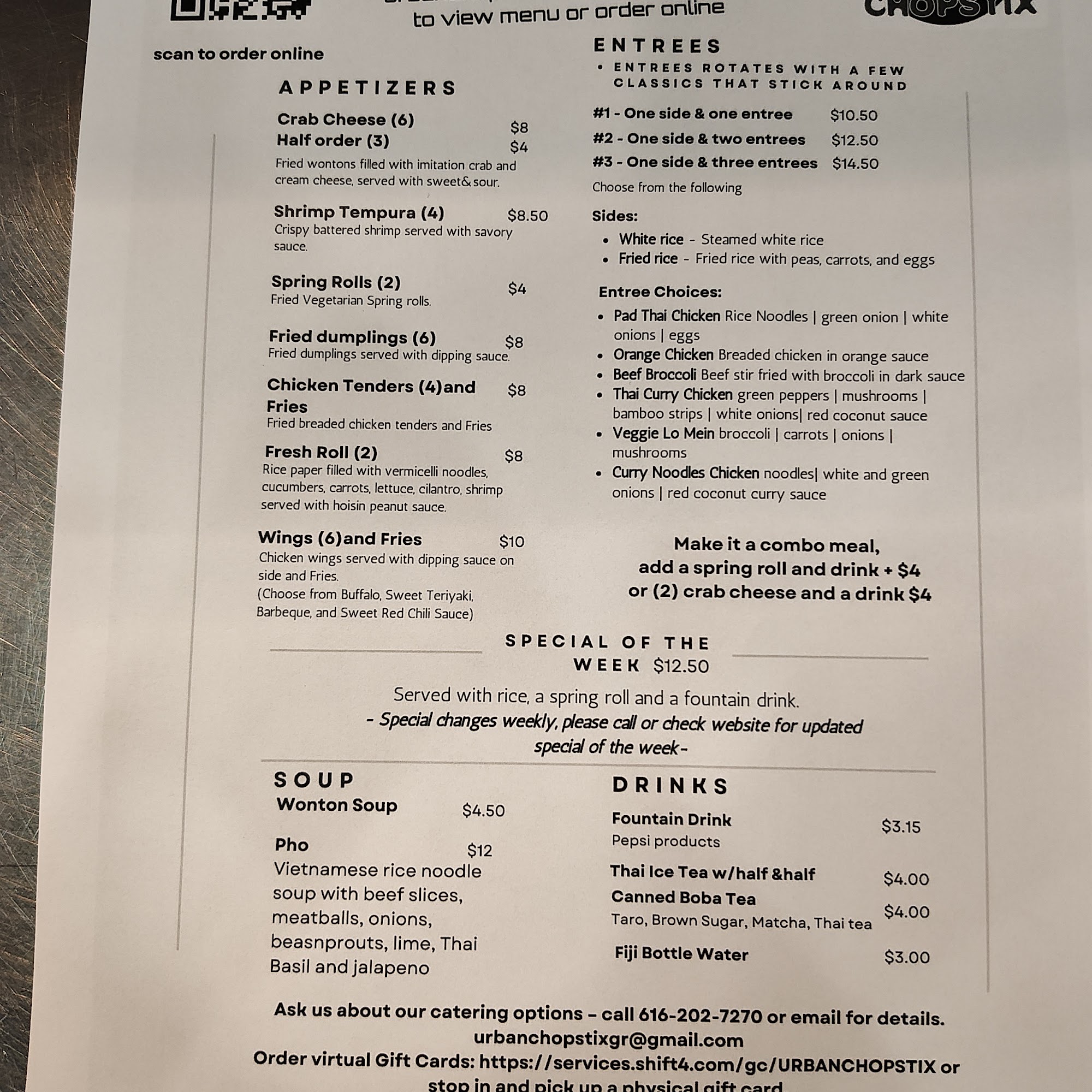 Urban Chopstix Menu