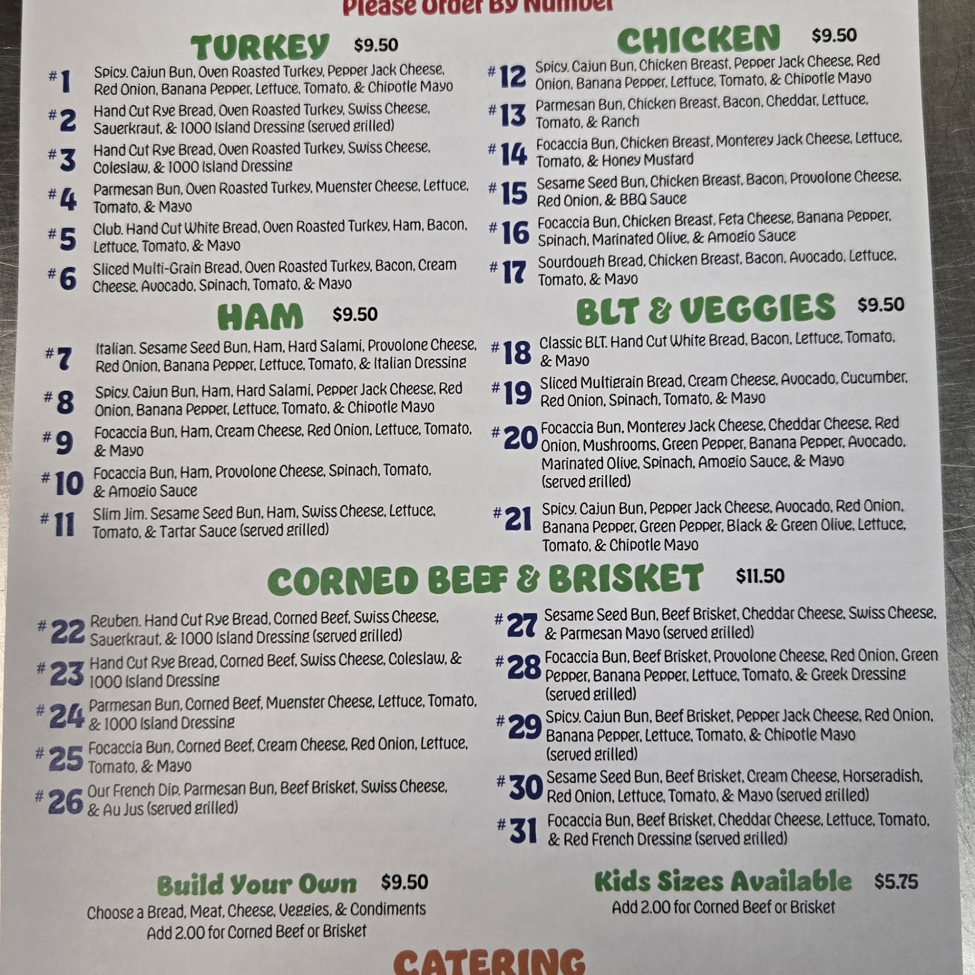 The knuckle sandwich Menu