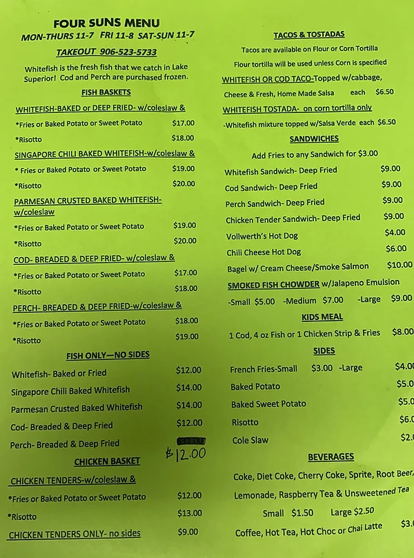 Peterson's Fish Market Menu