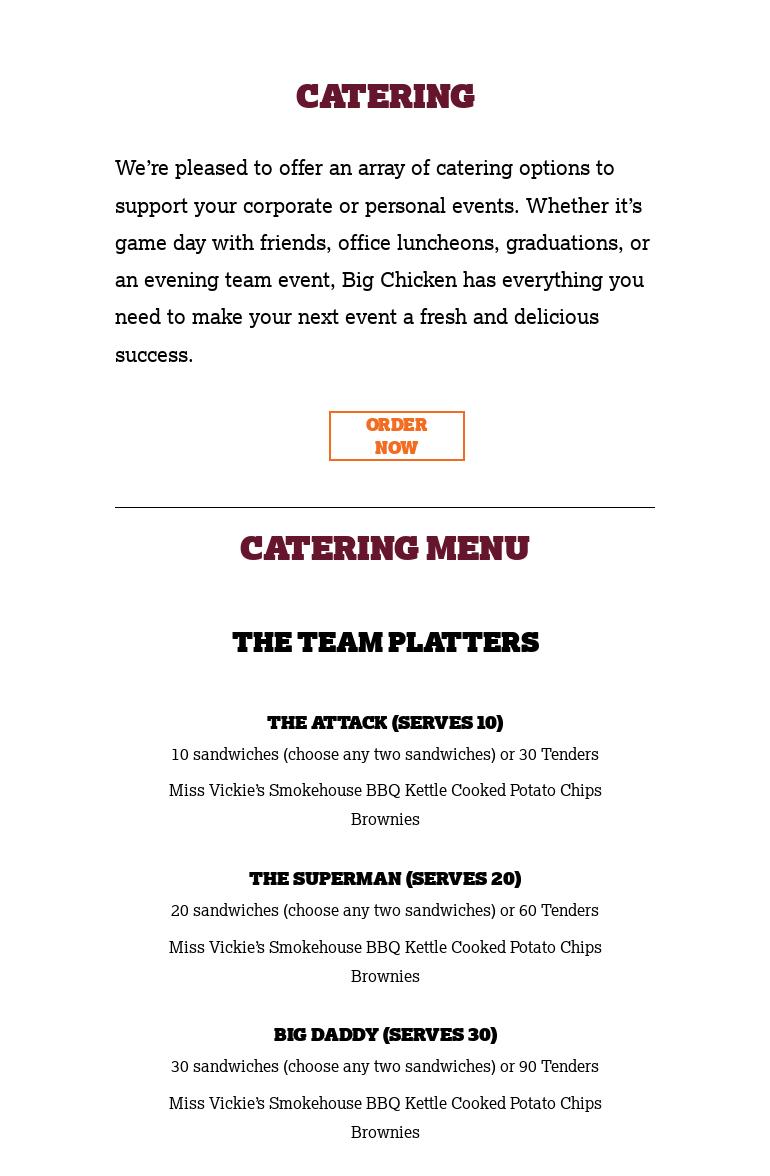 Big Chicken Menu
