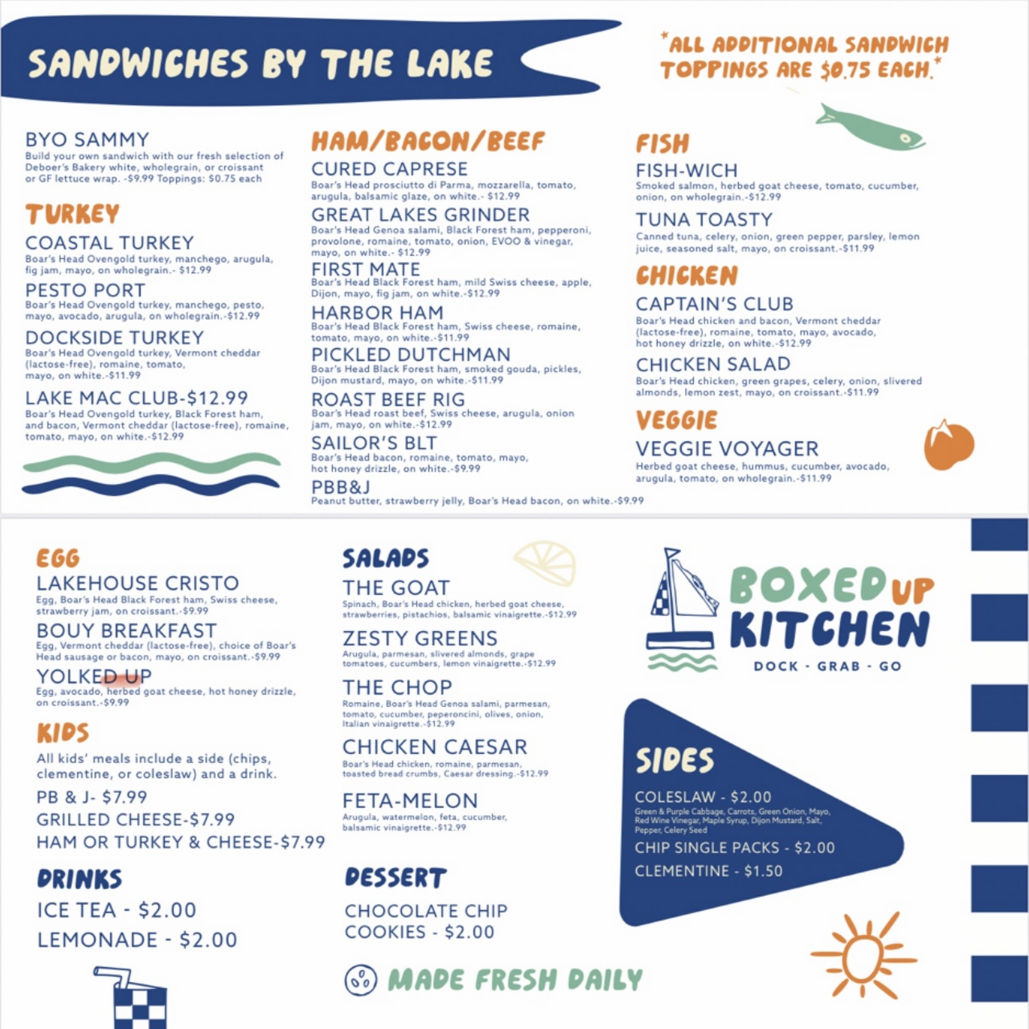 Boxed up kitchen Menu