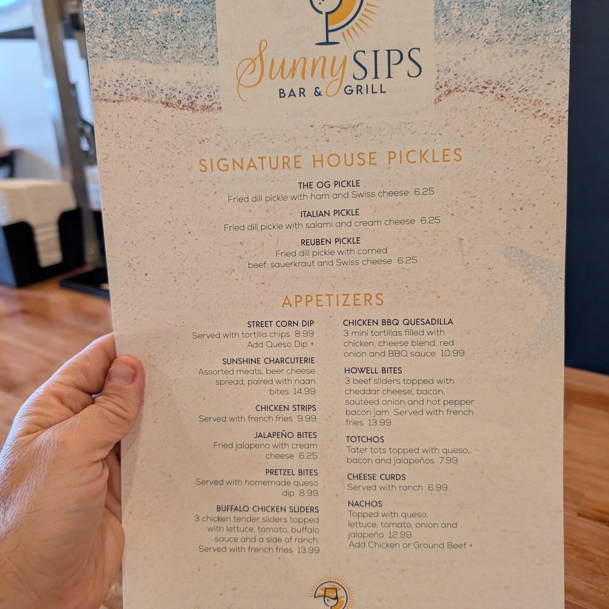 SunnySips Bar&Grill Menu
