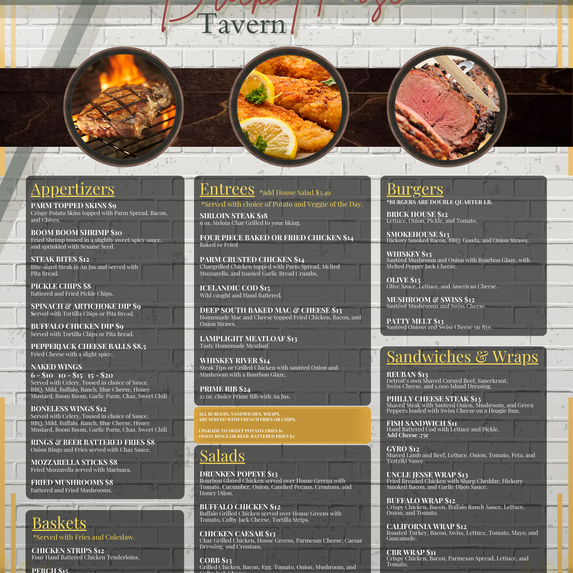 Brick House Tavern Menu