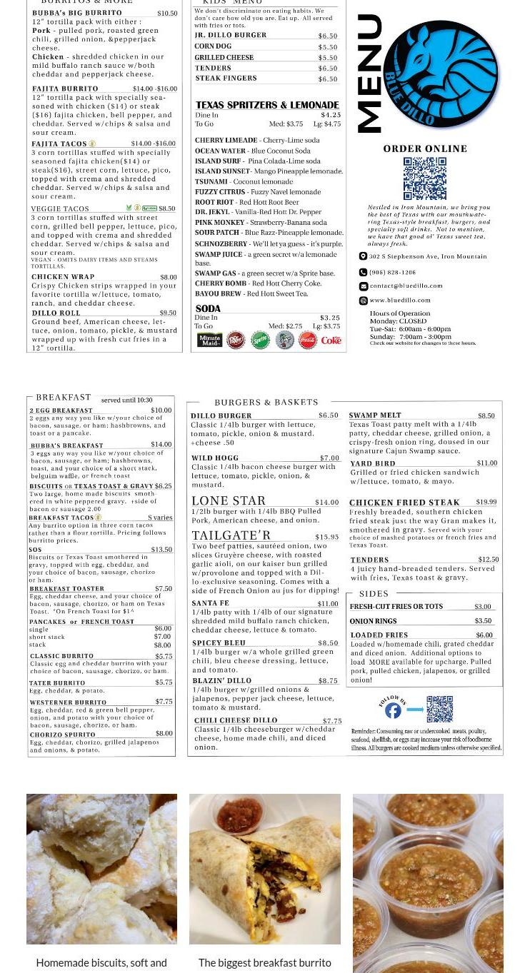 Blue Dillo Menu