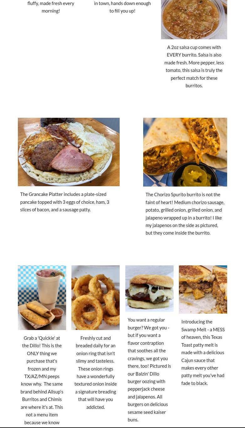 Blue Dillo Menu