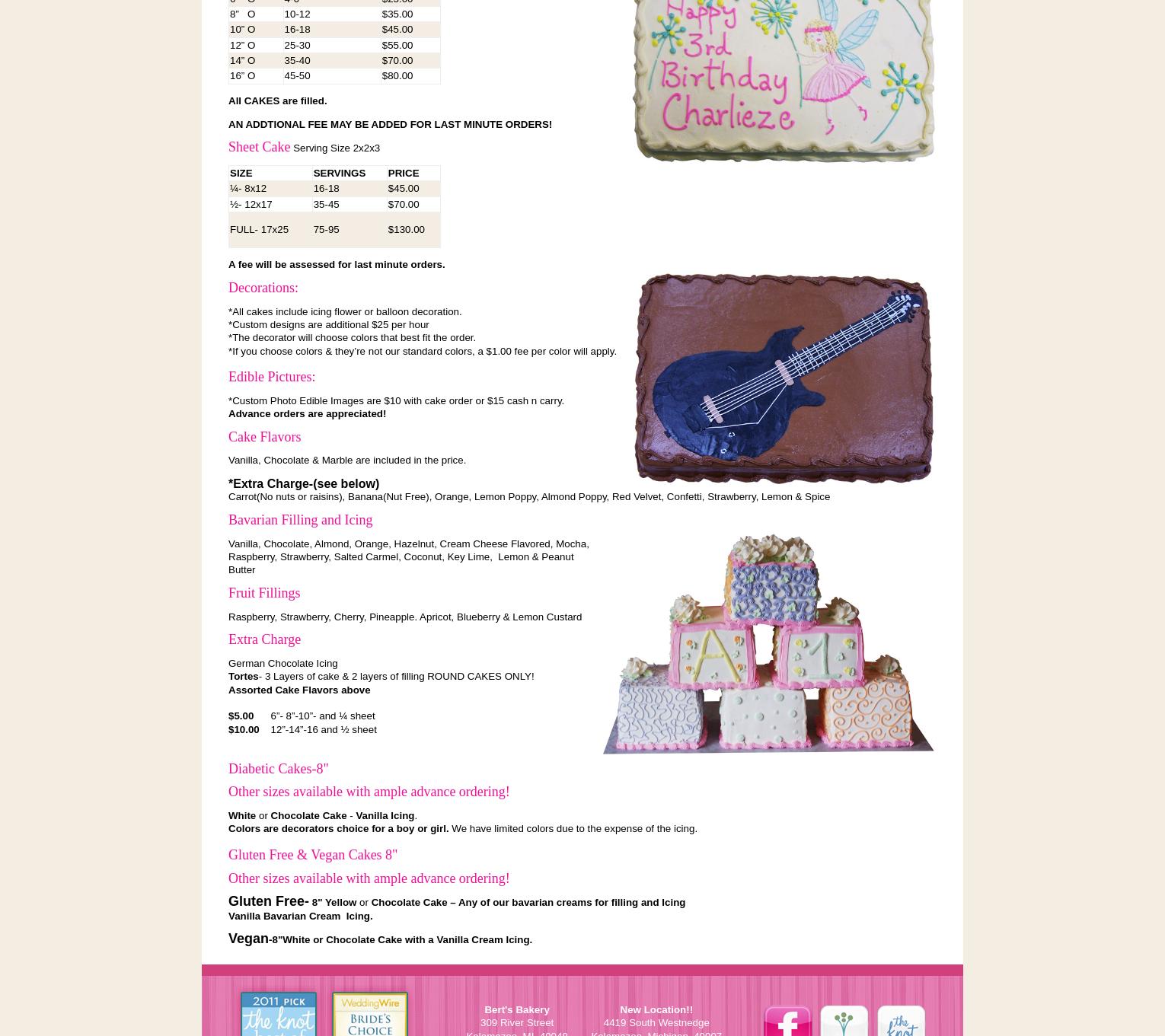 Bert's Bakery-Comstock Menu