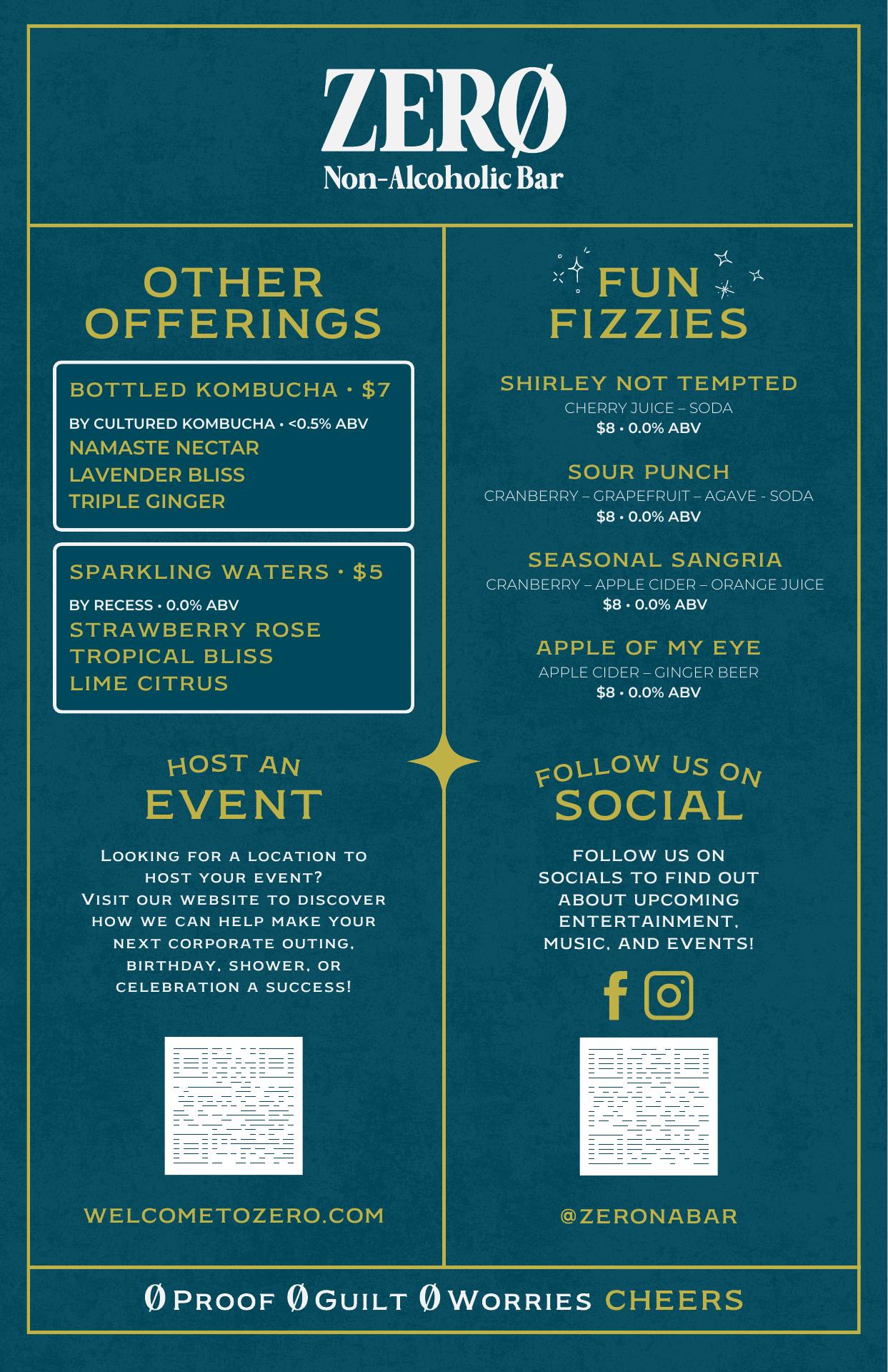 Zero: Non-Alcoholic Bar Menu