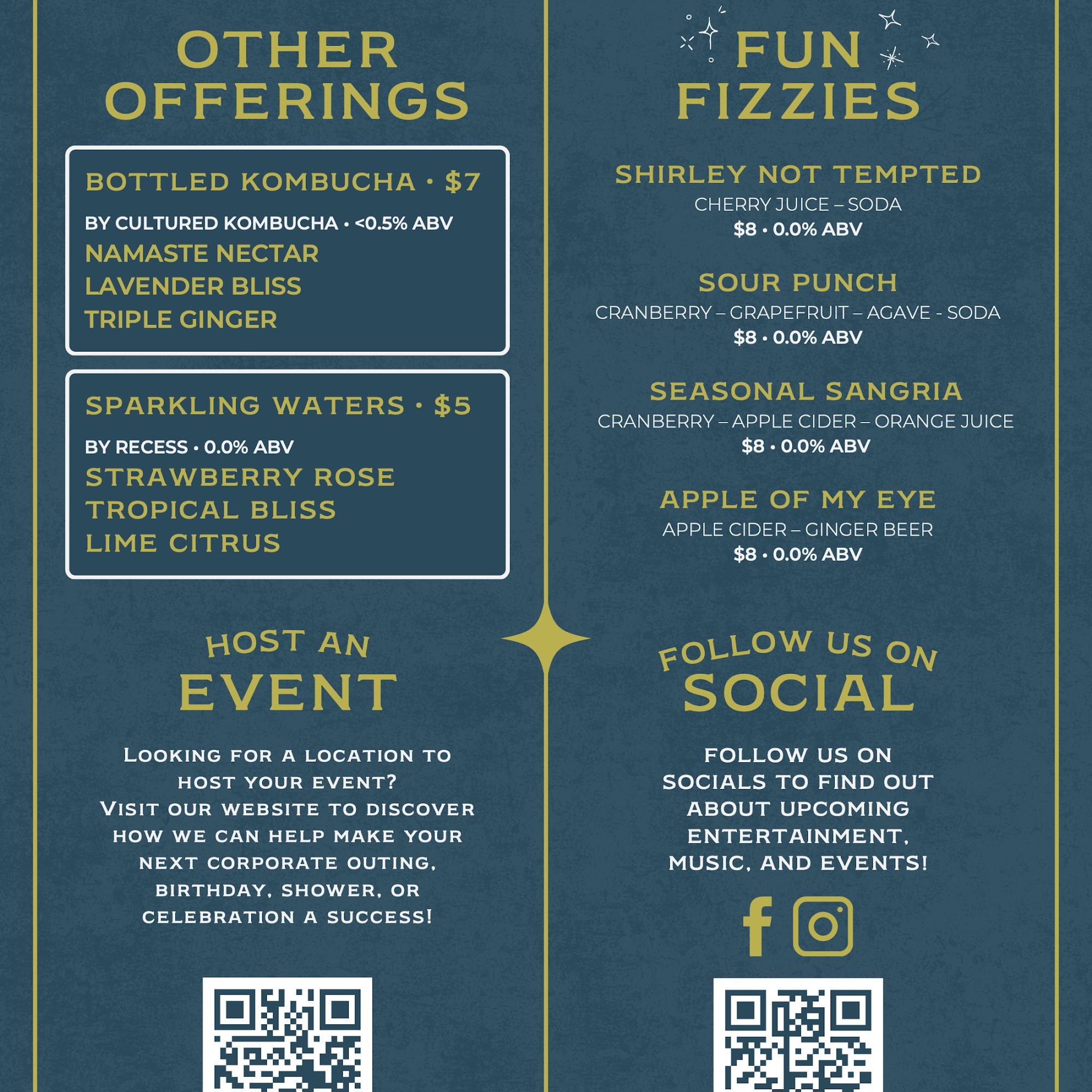 Zero: Non-Alcoholic Bar Menu