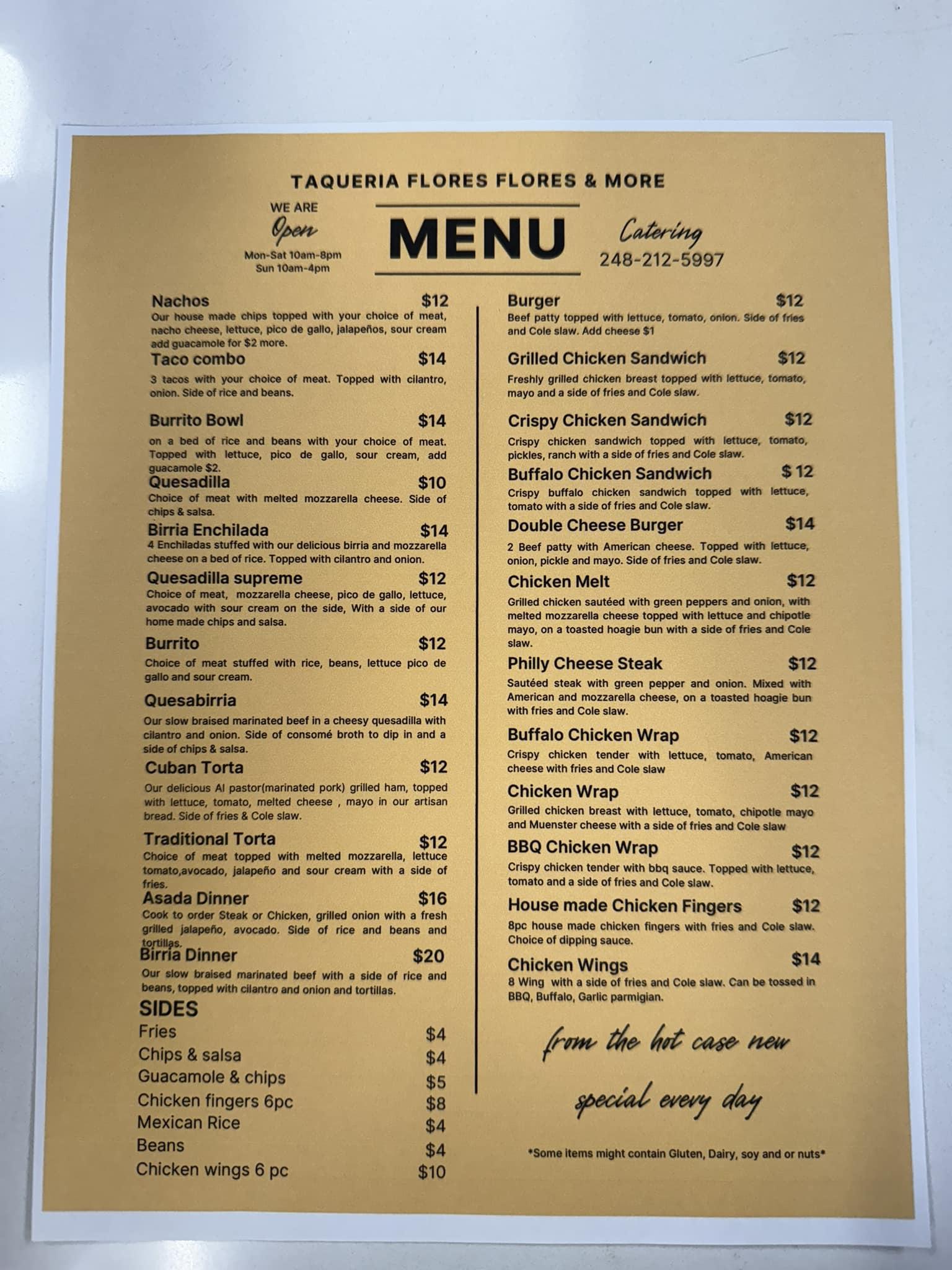 Pine Lake Market Menu