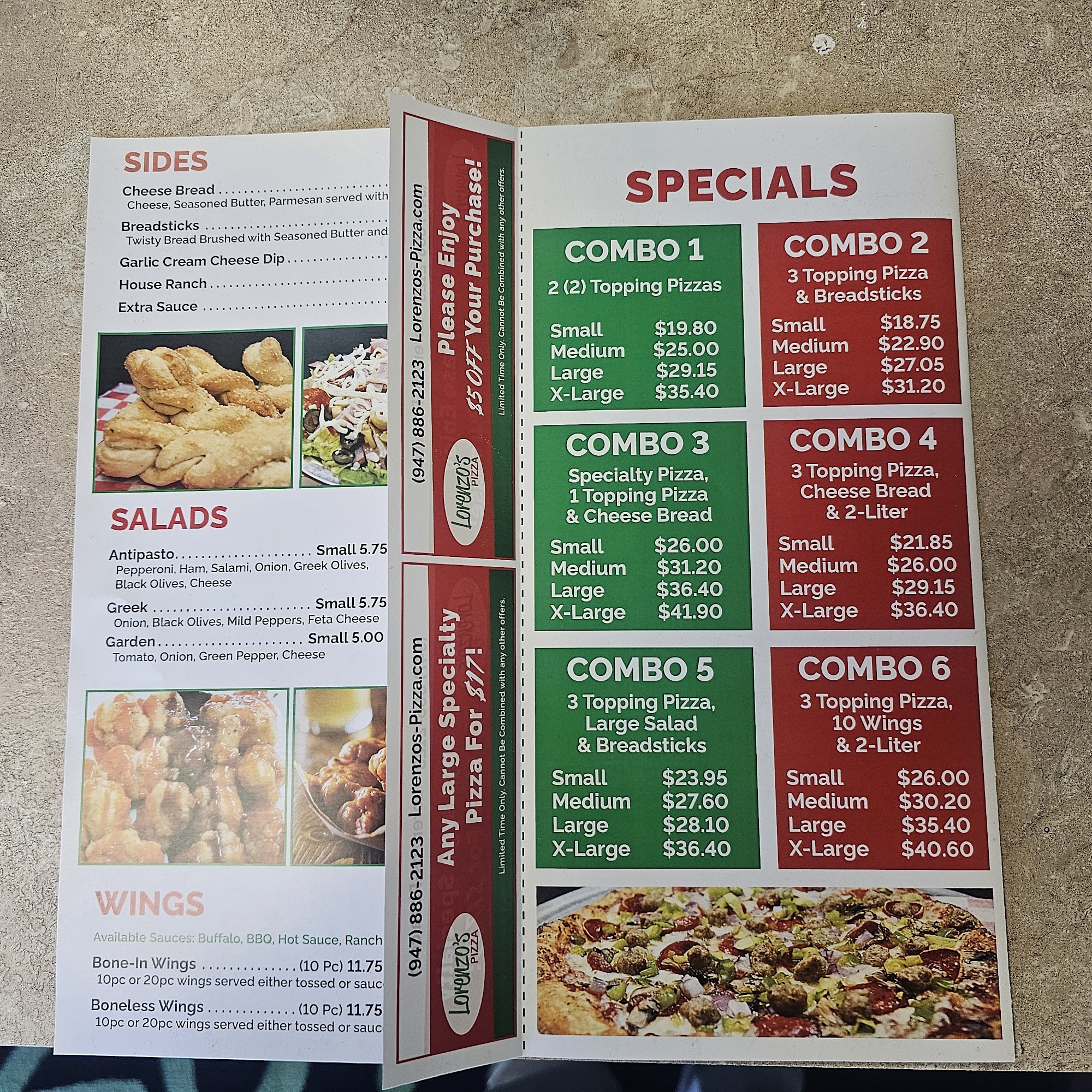 Lorenzo's Pizza Menu