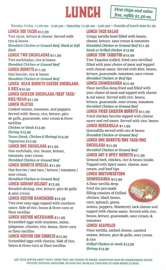 El Tulteco Menu