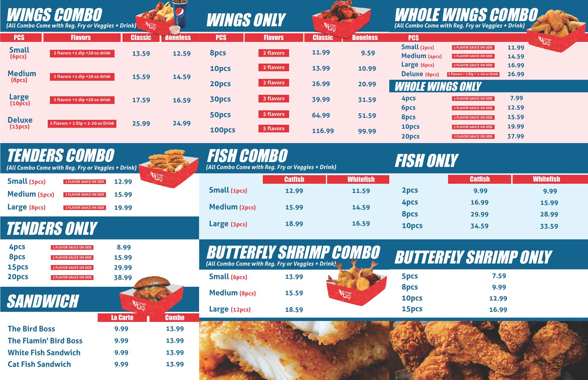 Wings & Waves Menu