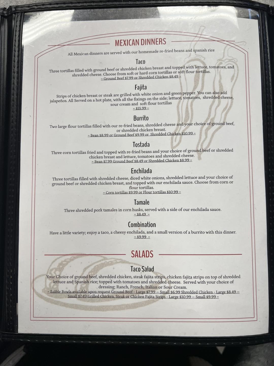 Wadhams Red Pepper Menu