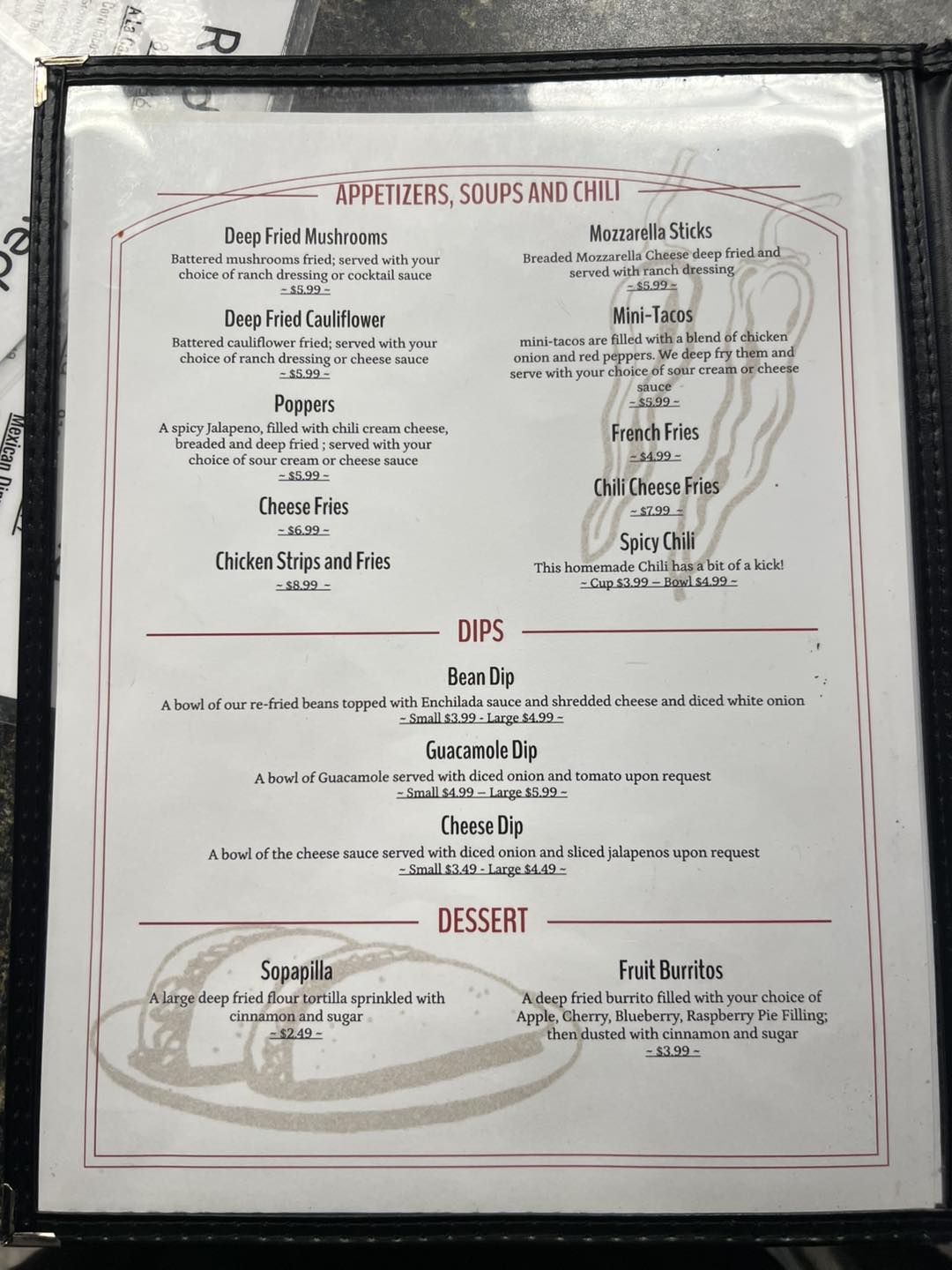 Wadhams Red Pepper Menu