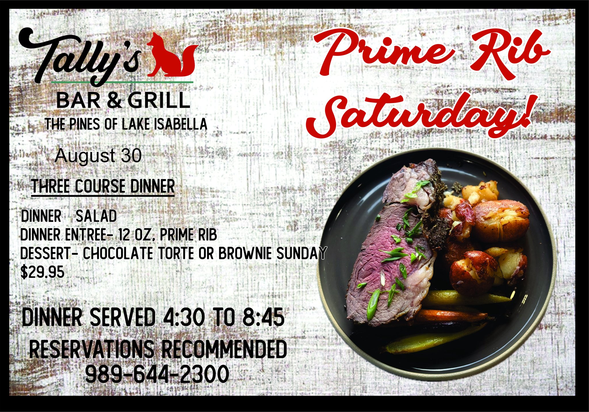 Tally's Bar & Grill Menu