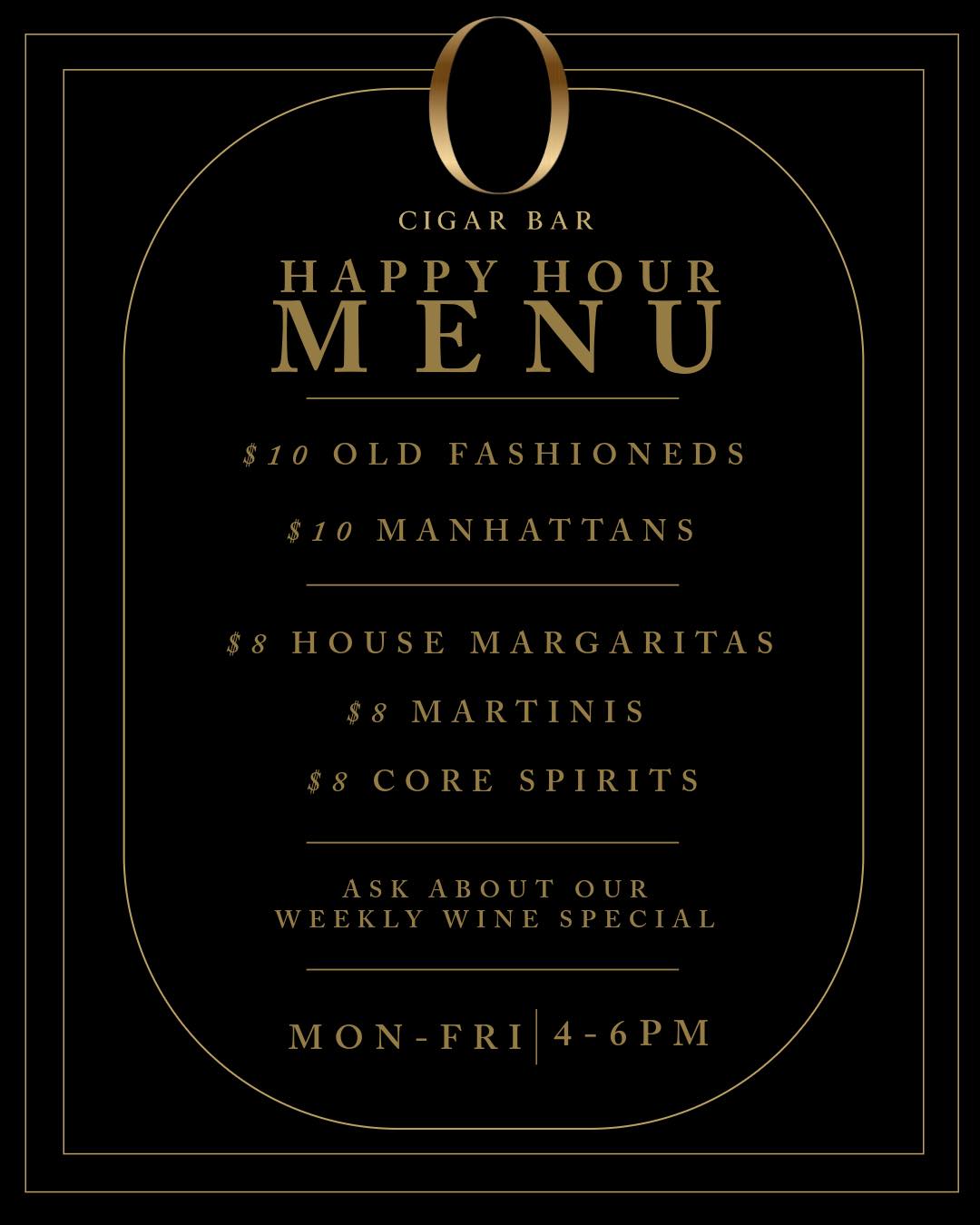 O Cigar Bar Menu