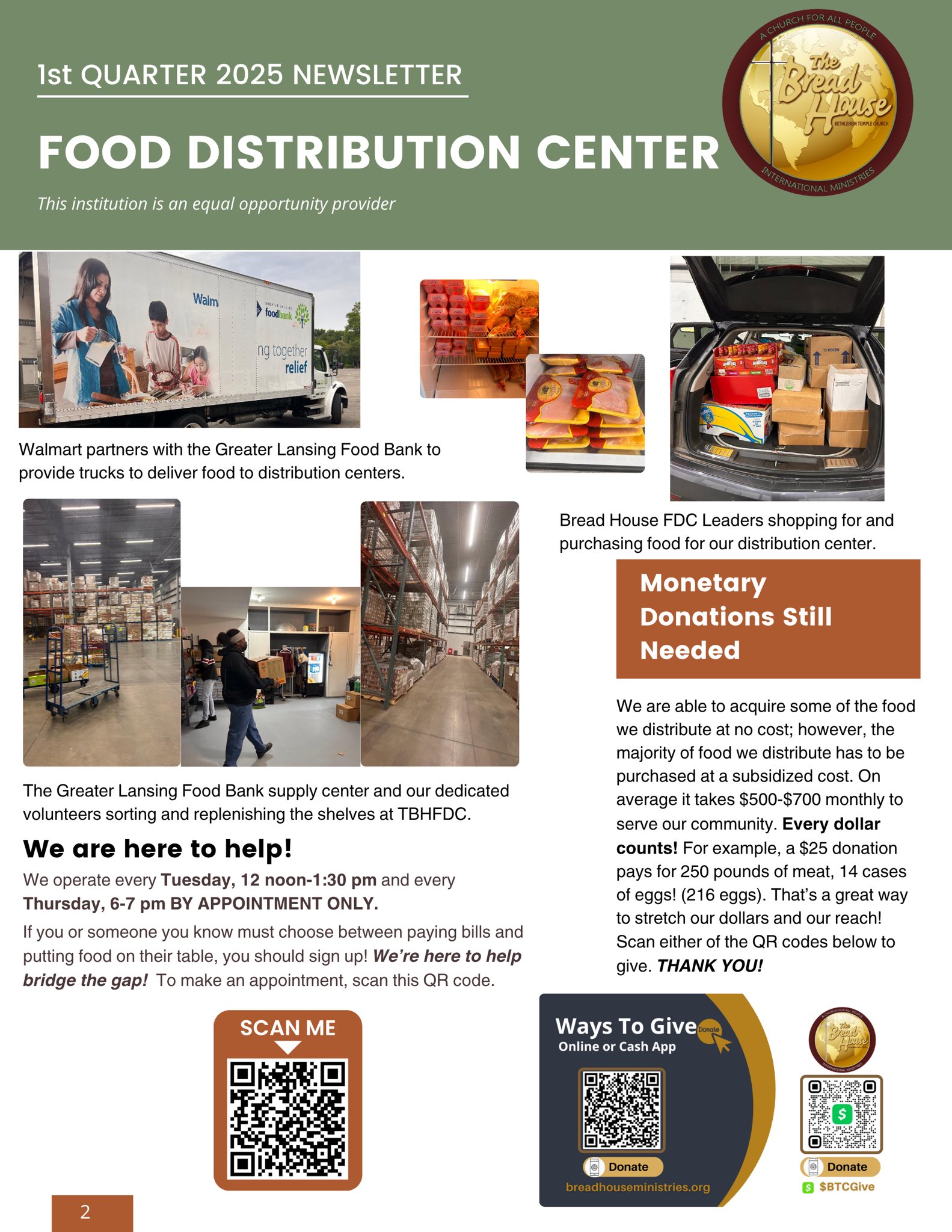 Bethlehem Temple Church Menu