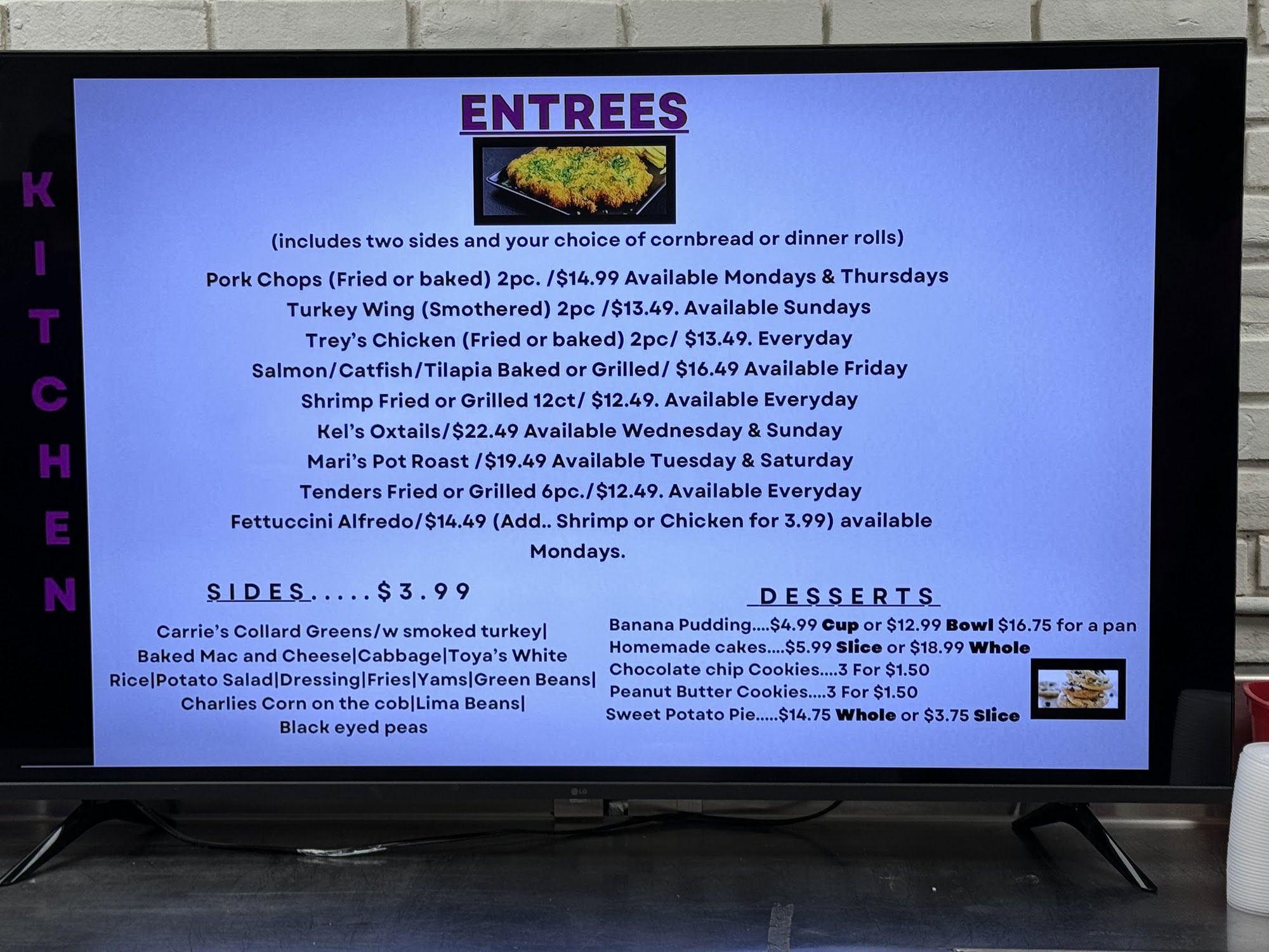 Carrie’s Kitchen Menu