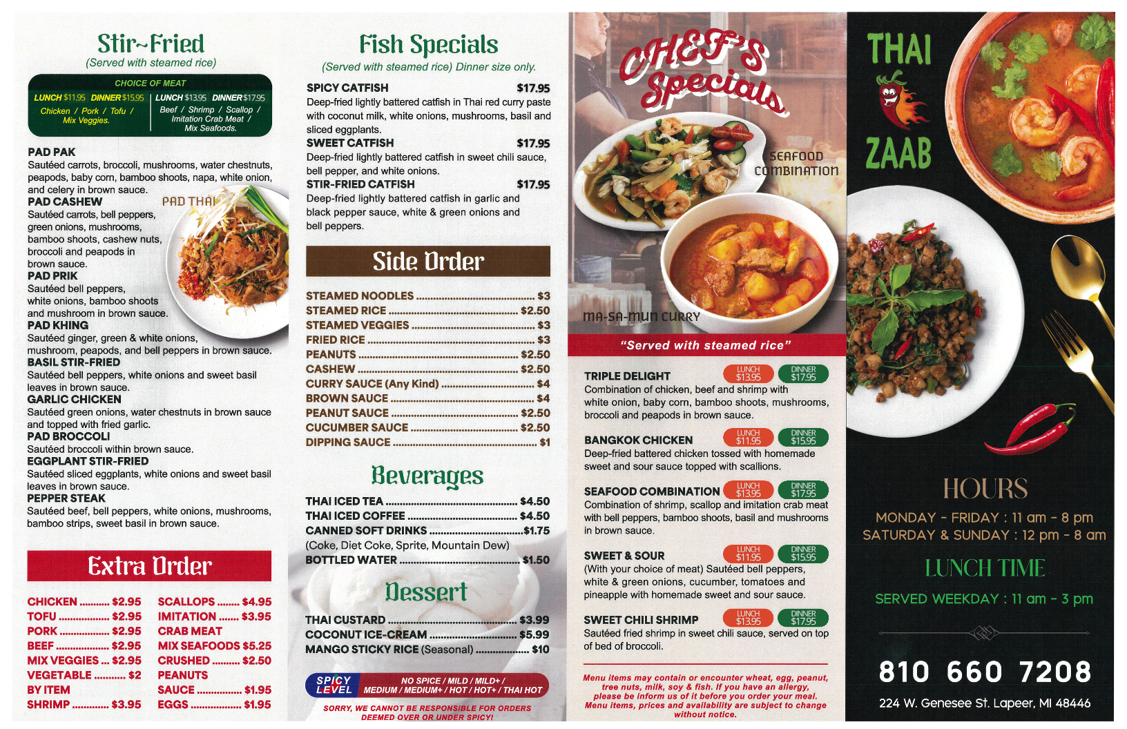 Thai Zaab Menu