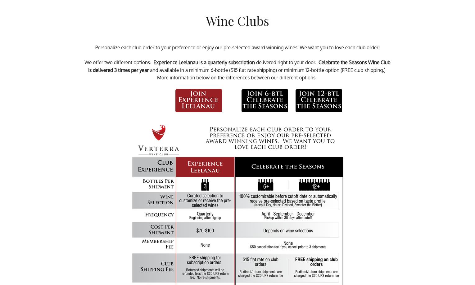 Verterra Winery Menu