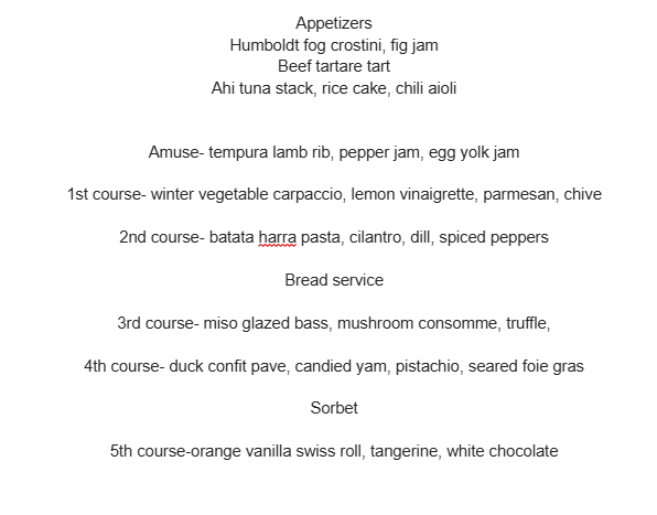 abode fine dining Menu