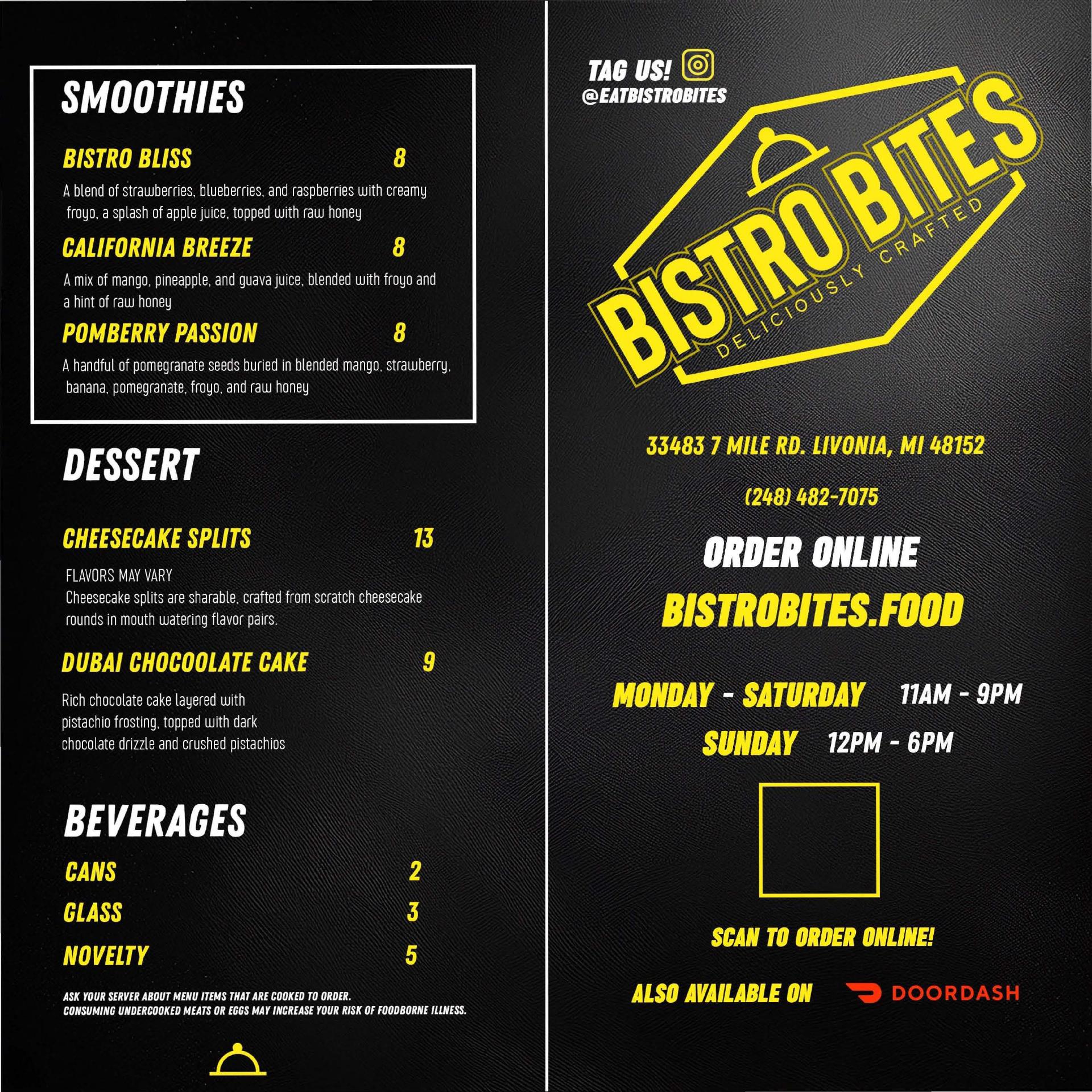 Bistro Bites Menu