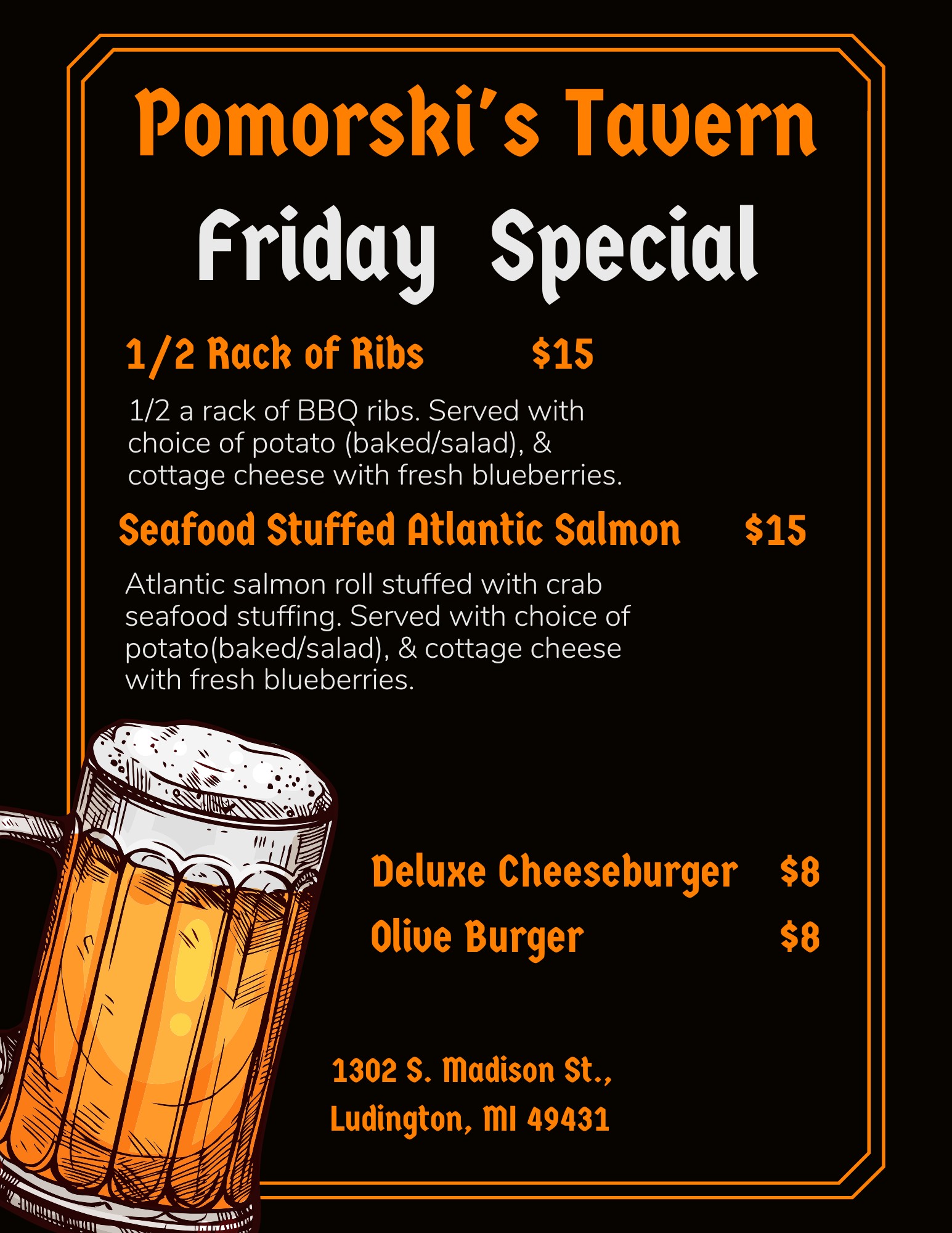 Pomorskis Tavern Menu