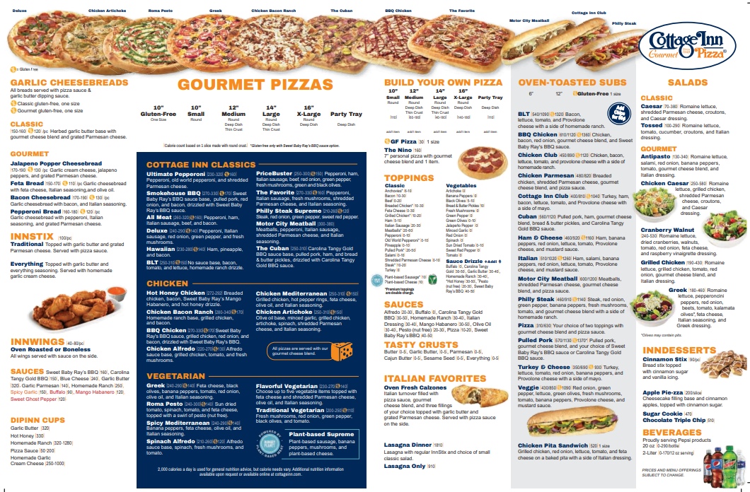 Cottage Inn Pizza Macomb Menu